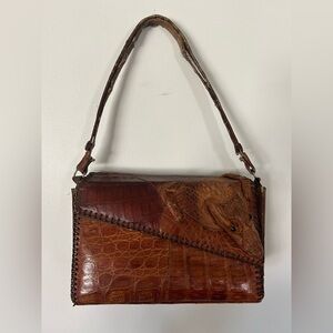 Vintage Mid-Century Alligator Genuine Gator Leather Purse Bag Taxidermy